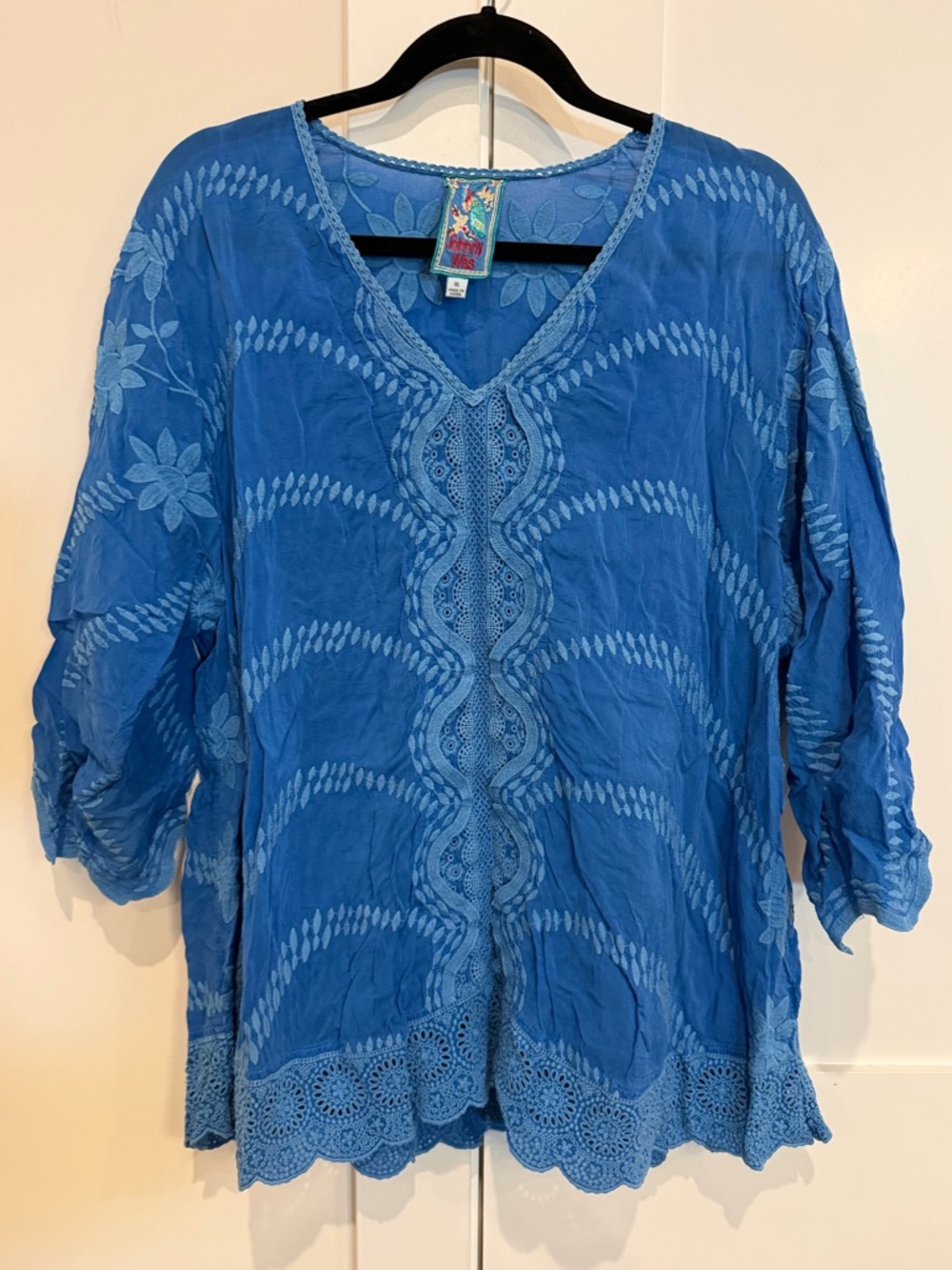 Johnny Was Milano Tunic in Blue Size XL EUC Cottagore Cabincore Boho